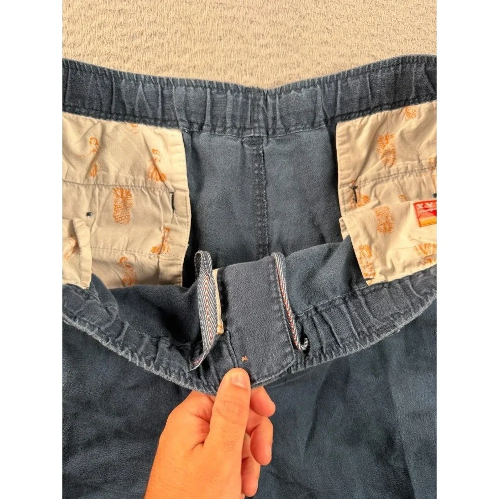 Tommy Bahama Relax Linen Pants Mens 2XL (38x30) Blue Elastic Waist Drawstring